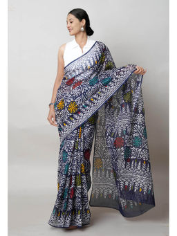 Unnati Silks - Multi Pure Batik Printed Kota Saree with Unstitched Blouse