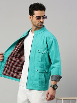 Voxati - Men Turquoise Truckers Denim Jacket