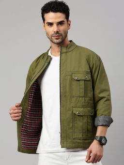 Voxati - Men Olive Truckers Denim Jacket