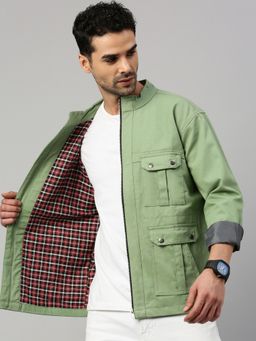 Voxati - Men Green Truckers Denim Jacket