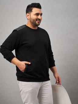 Club York - Plus Size Round Neck Cotton Pullover Lack Sweatshirt