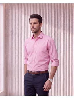 Reid & Taylor - Men Pure Cotton Slim Fit Formal Pink Shirt