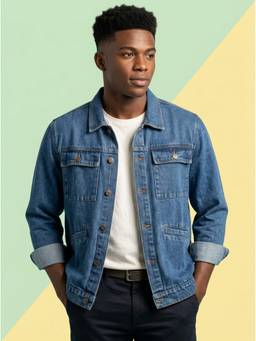Voxati - Blue Men's Regular Fit Washed Full Sleeve Denim Jacket