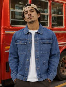 Voxati - Men's Regular Fit Blue Washed Full Sleeve Denim Jacket