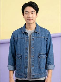 Voxati - Blue Men's Regular Fit Washed Full Sleeve Denim Jacket