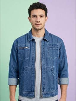 Voxati - Blue Men's Regular Fit Washed Full Sleeve Denim Jacket