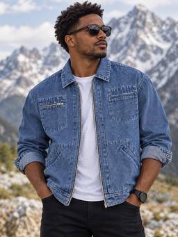 Voxati - Blue Men's Regular Fit Washed Full Sleeve Denim Jacket