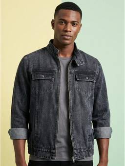 Voxati - Grey Men's Regular Fit Washed Full Sleeve Denim Jacket