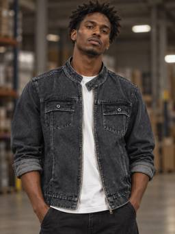 Voxati - Grey Men's Regular Fit Washed Full Sleeve Denim Jacket