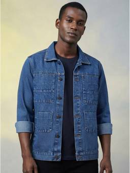 Voxati - Blue Men's Regular Fit Washed Full Sleeve Denim Jacket