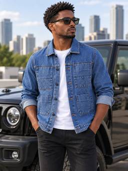 Voxati - Blue Men's Regular Fit Washed Full Sleeve Denim Jacket