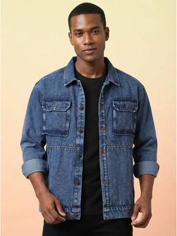 Voxati - Blue Men's Regular Fit Washed Full Sleeve Denim Jacket