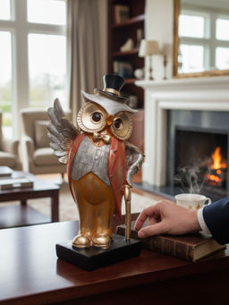 Smokey Cocktail - Brown Charming Owl Decorative Sculpture