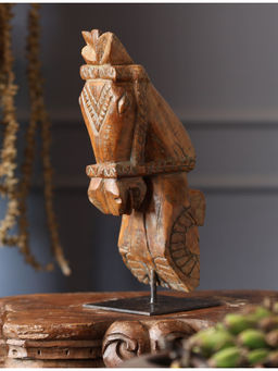 Revive Home - Brown Wooden Whisper Horse Sculpture with Stand
