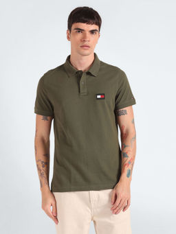 Tommy Hilfiger - Men Green Solid Polo T-Shirt