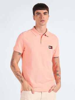 Tommy Hilfiger - Men Peach Solid Polo T-Shirt