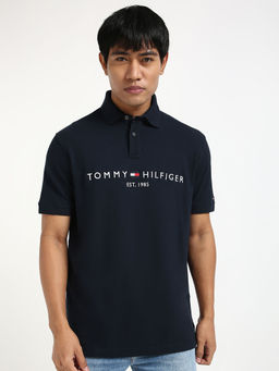 Tommy Hilfiger - Men Navy Blue Solid Polo T-Shirt