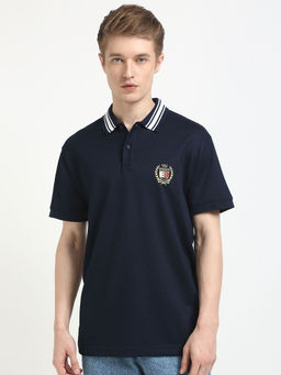 Tommy Hilfiger - Men Navy Blue Solid Polo T-Shirt