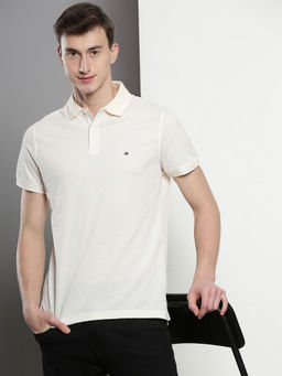Tommy Hilfiger - Men Off White Solid Polo T-Shirt