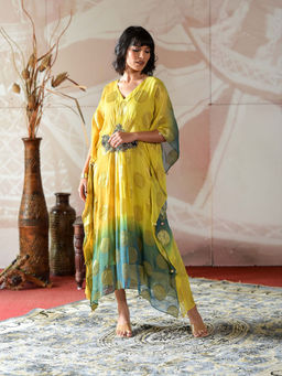 Farha Syed - Multi-Colour Kaftan with Separate Lining (Set of 2)