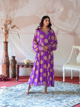 Farha Syed - Purple Kaftan Dress with Attached Lining
