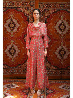 NORN - Red Rabat Cowl Top