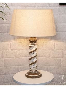 Homesake - Rope Whitewash Bedside Table Lamp Khadi Shade