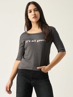 SHOWOFFFF - Womens Solid Grey T Shirt