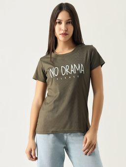 SHOWOFF - Womens Graphic Olive T Shirt