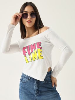 SHOWOFF - Womens Typography White T Shirt