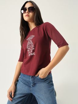SHOWOFFFF - Womens Graphic Burgundy T Shirt