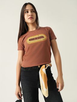 SHOWOFFFF - Womens Graphic Brown T Shirt