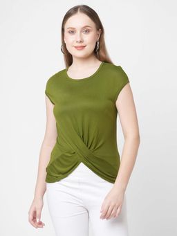 MISH - Olive Twisted Waist Style T-Shirt