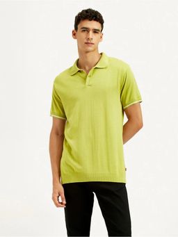 Levi's - Men Lime Green Solid Slim Fit Polo T-Shirt