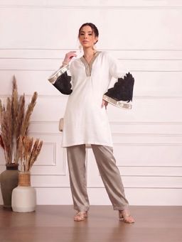 Barara Ethnic - Grey Modal Satin Mid Waist Pant