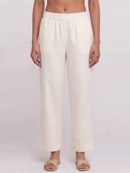 Barara Ethnic - Cream Cotton Mid Waist Pant