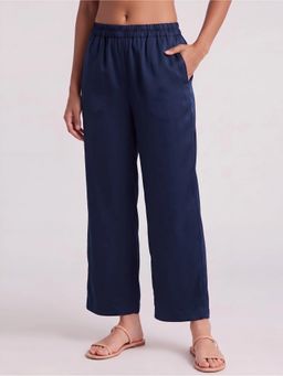 Barara Ethnic - Navy Blue Cotton Mid Waist Pant