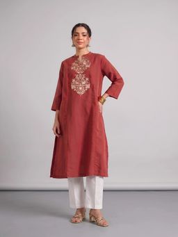 Barara Ethnic - White Cotton Mid Waist Pant