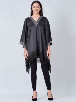 First Resort by Ramola Bachchan - Black Embellished Kaftan Tunic