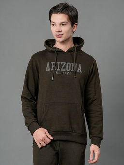 Red Tape - Olive Printed Regular Fit Hoodie