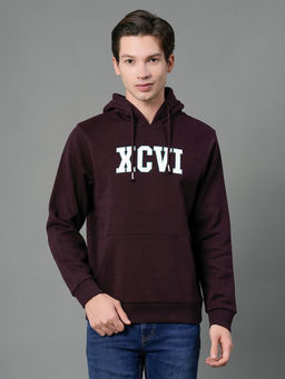Red Tape - Wine Printed Regular Fit Hoodie