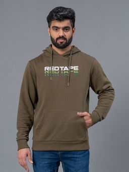 Red Tape - Olive Solid Regular Fit Hoodie