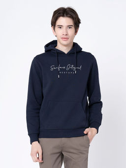 Red Tape - Navy Blue Printed Regular Fit Hoodie