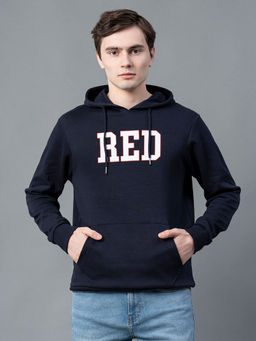 Red Tape - Navy Blue Printed Regular Fit Hoodie