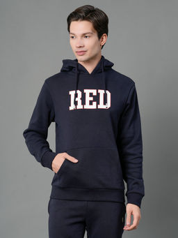 Red Tape - Navy Blue Printed Regular Fit Hoodie