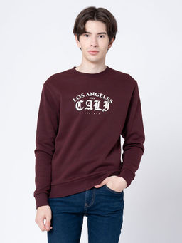 Red Tape - Maroon Printed Regular Fit Sweatshirt