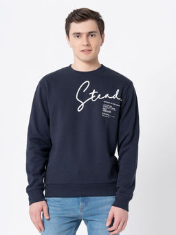 Red Tape - Navy Blue Printed Regular Fit Sweatshirt