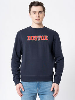 Red Tape - Navy Blue Printed Regular Fit Sweatshirt