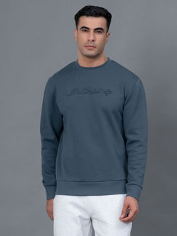 Red Tape - Blue Self Design Regular Fit Sweatshirt