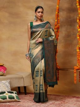 Garden VARELI - Women's Olive Traditional Zari Woven Art Silk Banarasi Saree